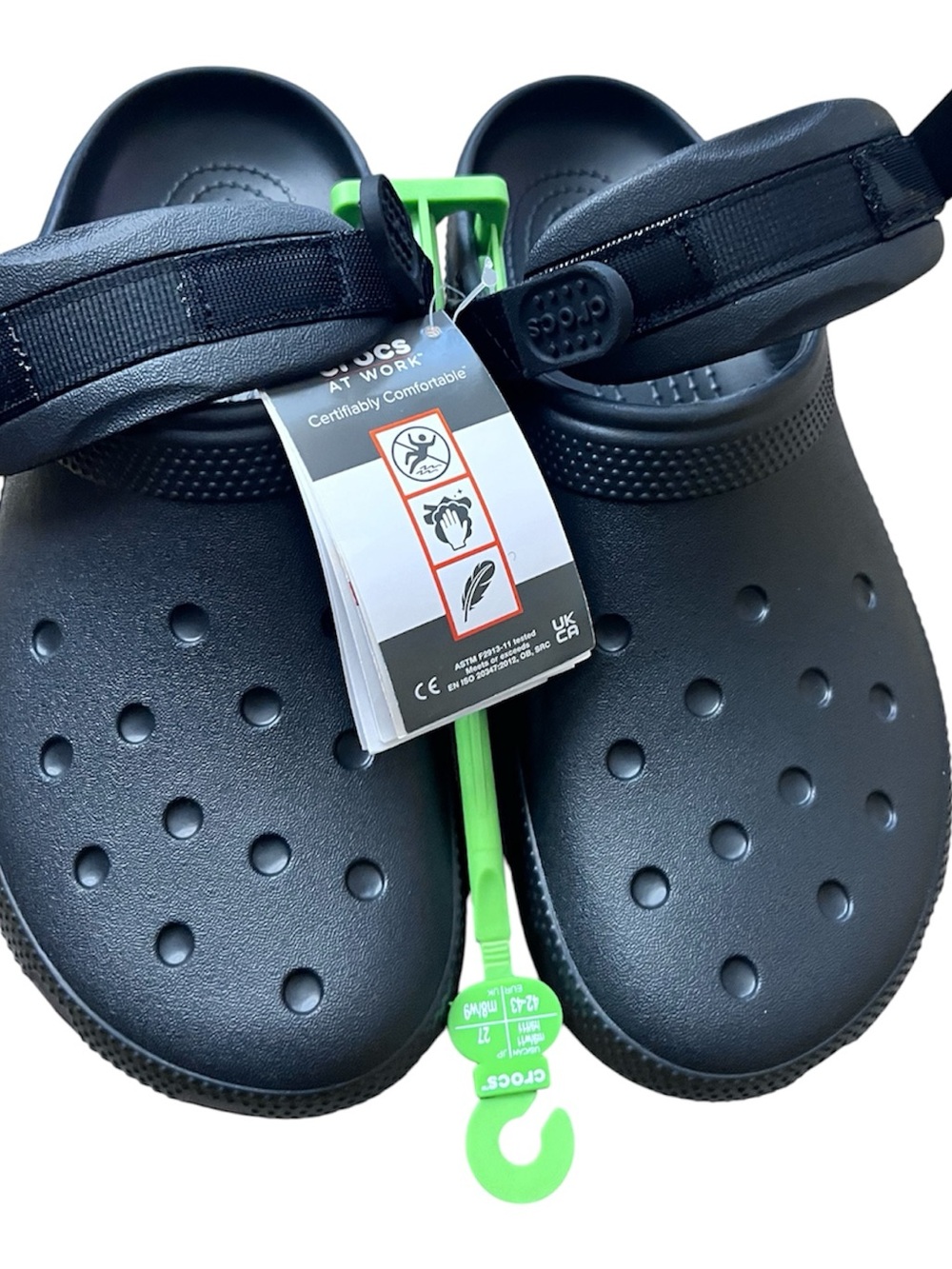 New Crocs Black Work Clogs Slip Resistant Mens 9 Womens 11